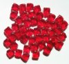 50 8mm Diagonal Hole Red Cube Beads